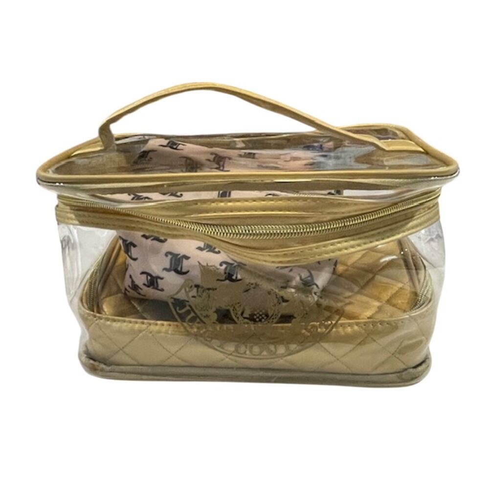Juicy Couture, 3 Piece Nesting Logo Bags Travel Cosmetic Case